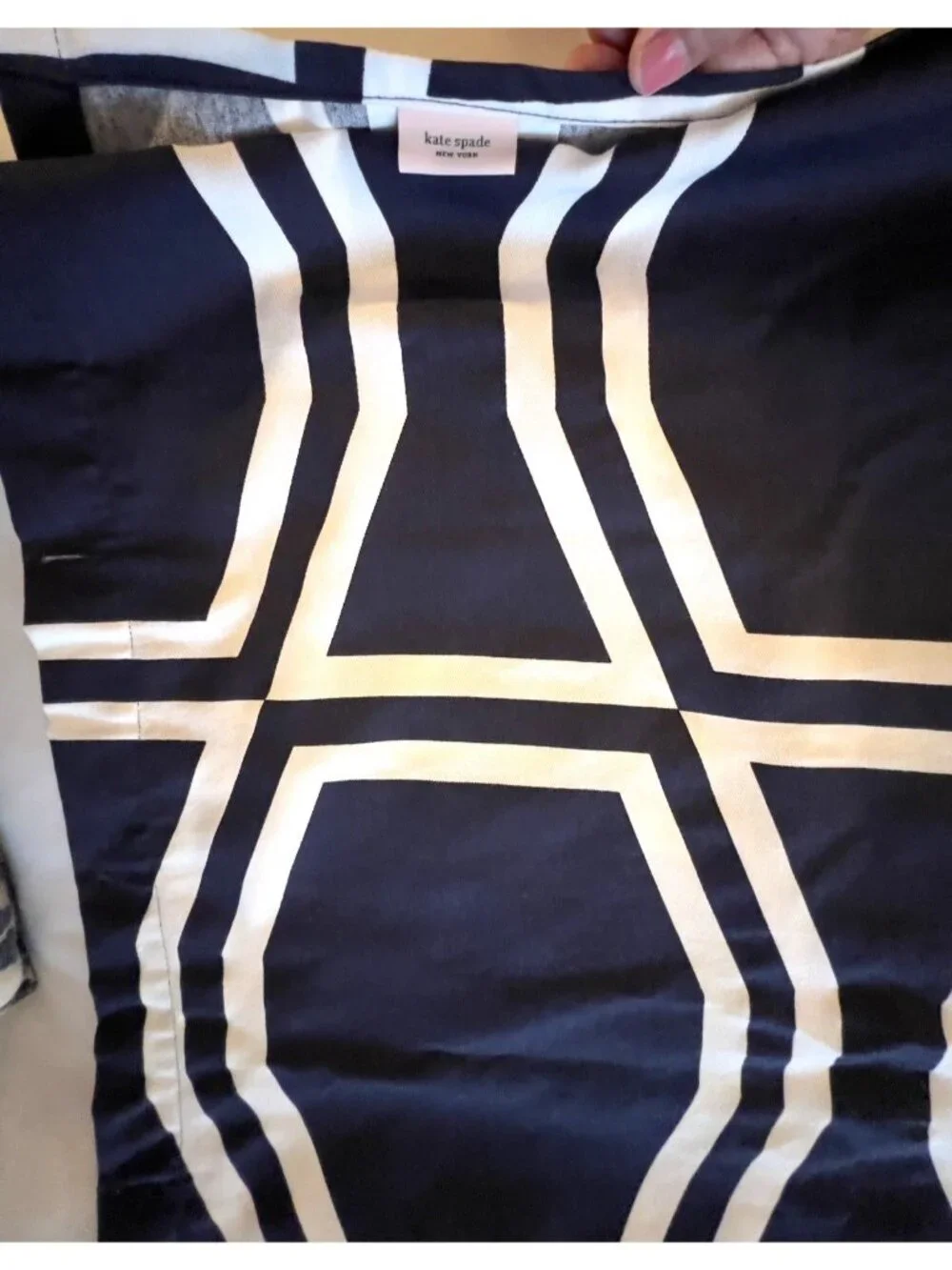 KATE SPADE NY Shower Curtain BOW TILE Design Navy Blue White 69